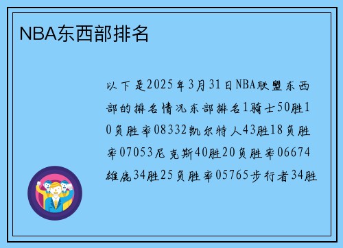 NBA东西部排名